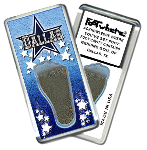 Dallas FootWhere® Souvenir Magnet. 72 Pieces/6 Assorted Styles. Made in USA