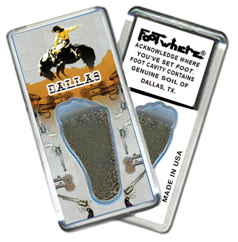 Dallas FootWhere® Souvenir Magnet. 72 Pieces/6 Assorted Styles. Made in USA