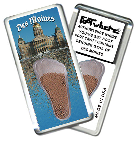 Des Moines FootWhere® Souvenir Magnet. 72 Pieces/6 Assorted Styles. Made in USA