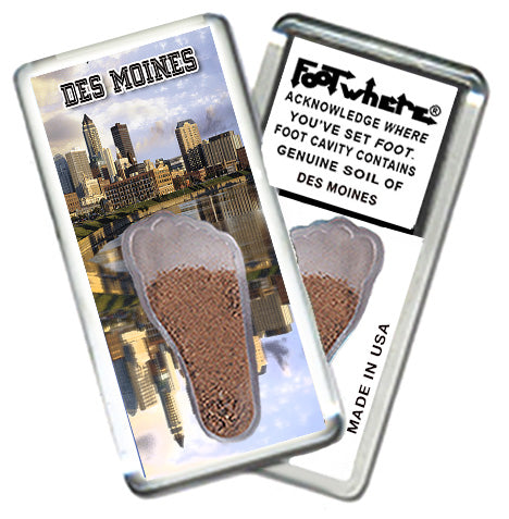 Des Moines FootWhere® Souvenir Magnet. 72 Pieces/6 Assorted Styles. Made in USA