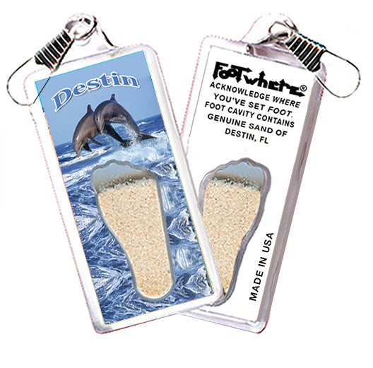 Destin FootWhere® Souvenir Zipper-pulls. 6 Piece Set. Made in USA
