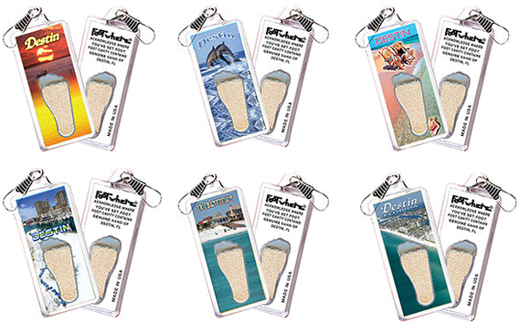 Destin FootWhere® Souvenir Zipper-Pull. 72 pieces/ 6 assorted styles.