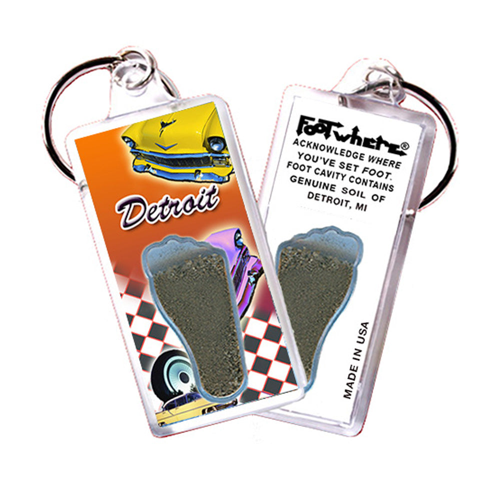 Detroit FootWhere® Souvenir Keychains. 72 Pieces/6 Assorted Styles. Made in USA