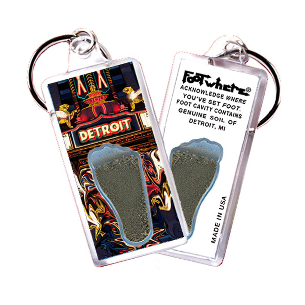 Detroit FootWhere® Souvenir Keychains. 72 Pieces/6 Assorted Styles. Made in USA
