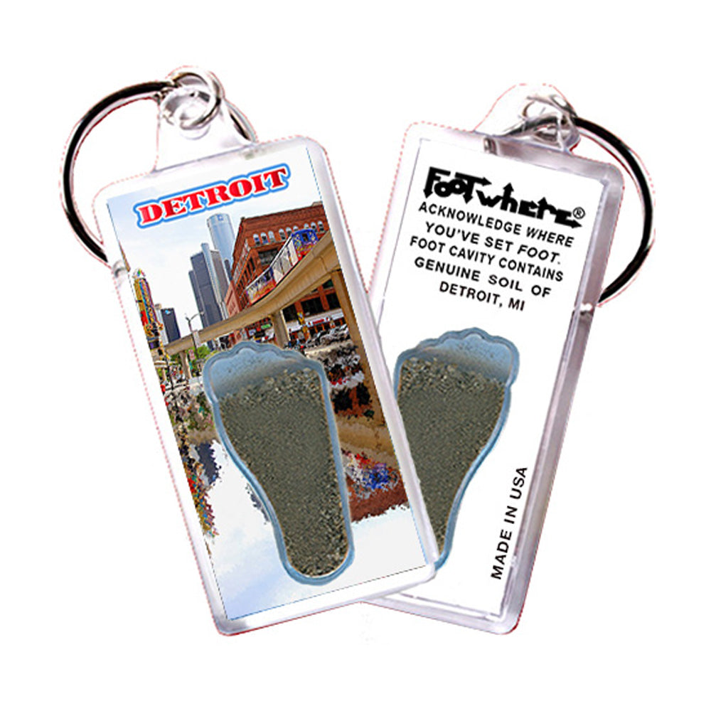 Detroit FootWhere® Souvenir Keychains. 72 Pieces/6 Assorted Styles. Made in USA