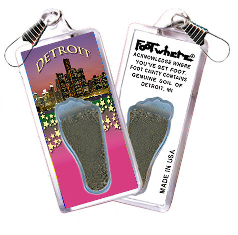 Detroit FootWhere® Souvenir Zipper-Pull. 72 Pieces/6 Assorted Styles. Made in USA
