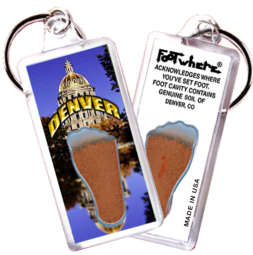 Denver FootWhere® Souvenir Keychains. 72 Pieces/6 Assorted Styles. Made in USA