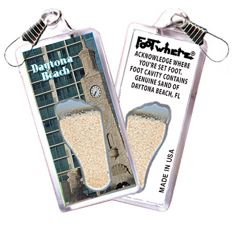Daytona Beach FootWhere® Souvenir Zipper-Pull . 72 Pieces/6 Assorted Styles. Made in USA