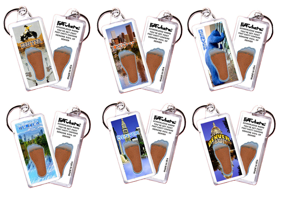 Denver FootWhere® Souvenir Keychains. 72 Pieces/6 Assorted Styles. Made in USA