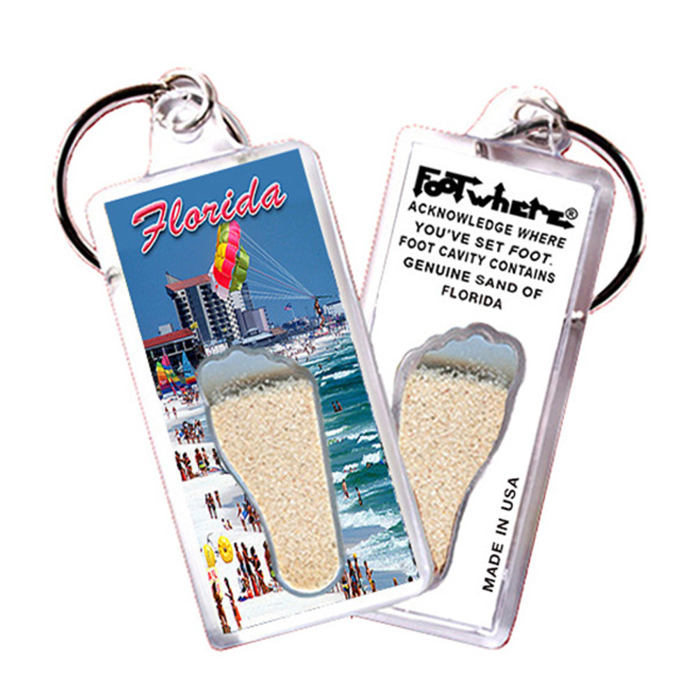 Florida FootWhere® Souvenir Keychains. 6 assorted styles.