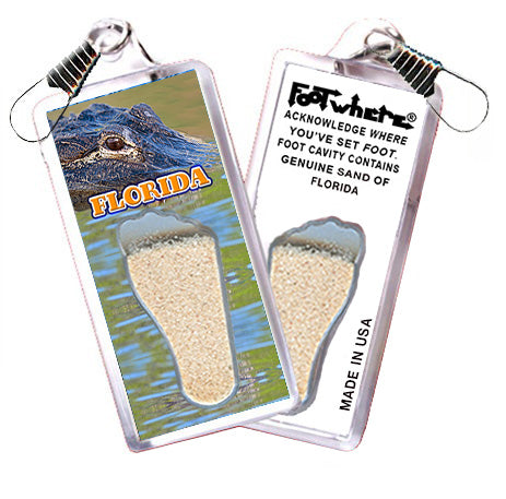 Florida FootWhere Souvenir Zipper-Pull. 6 assorted styles.