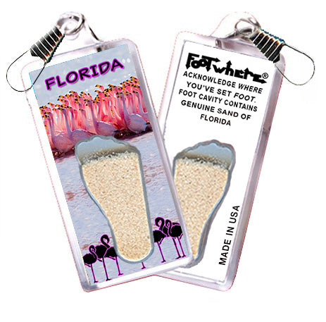 Florida FootWhere Souvenir Zipper-Pull. 6 assorted styles.