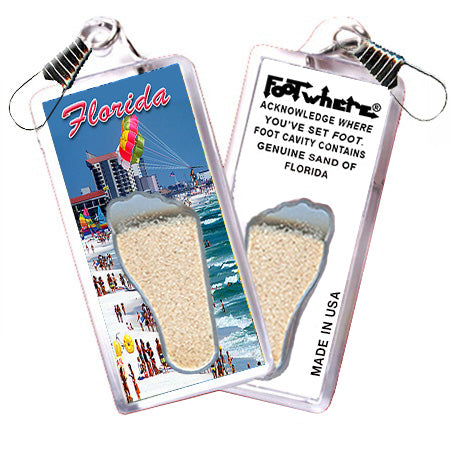 Florida FootWhere Souvenir Zipper-Pull. 6 assorted styles.