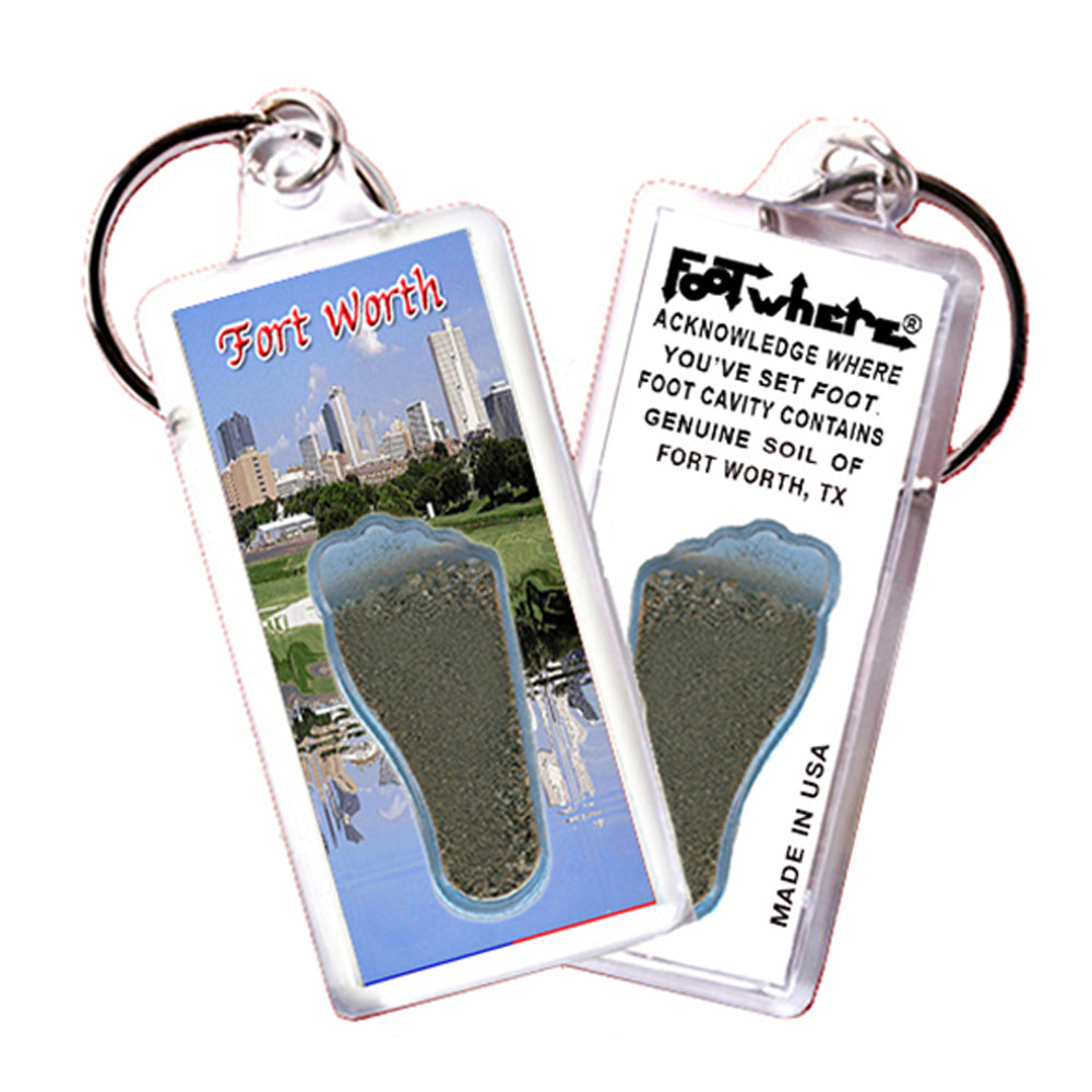 Fort Worth FootWhere® Souvenir Keychain. 72 Pieces/6 Assorted Styles. Made in USA