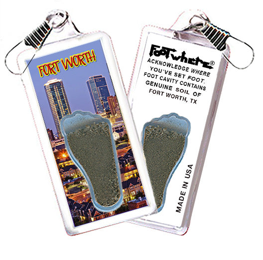 Fort Worth FootWhere® Souvenir Zipper-Pull. 72 Pieces/6 Assorted Styles. Made in USA