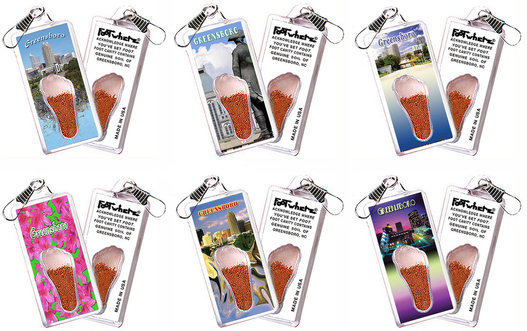Greensboro FootWhere® Souvenir Zipper-Pull. 72 pieces/6 assorted styles.