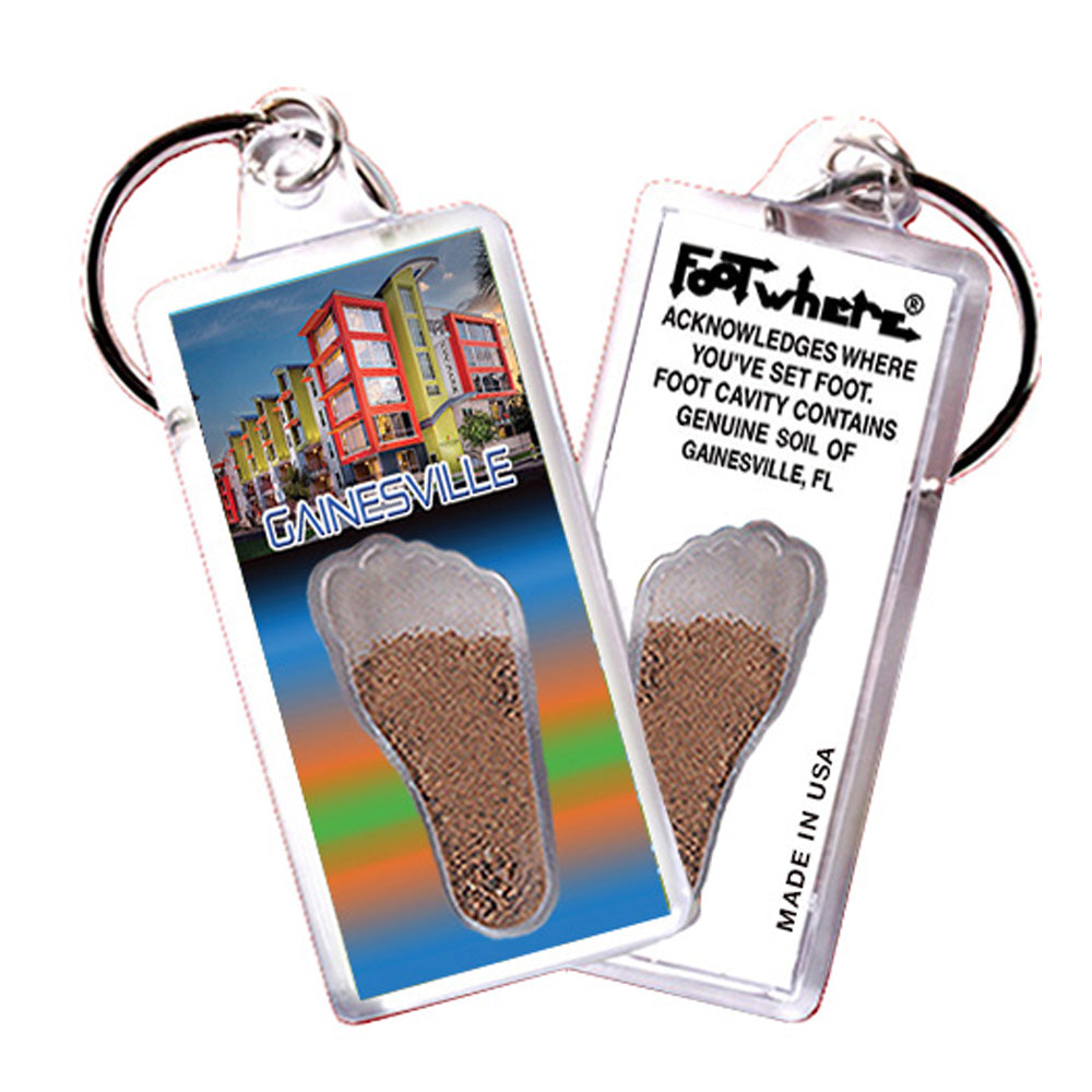 Gainesville FootWhere® Souvenir Keychainl. 72 Pieces/6 Assorted Styles. Made in USA