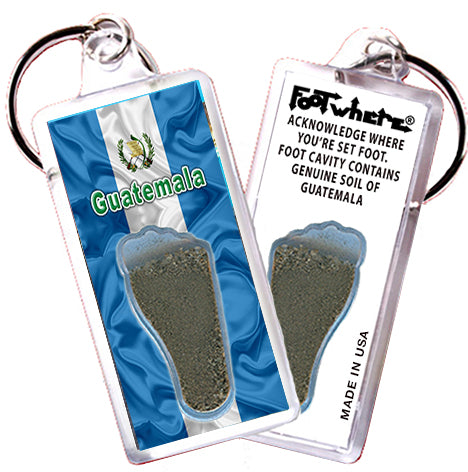 Guatemala FootWhere Souvenir Fridge Keychains. 6 Piece Set. Made in USA
