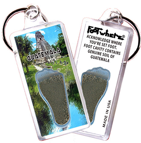 Guatemala FootWhere Souvenir Fridge Keychains. 6 Piece Set. Made in USA