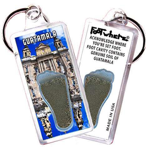 Guatemala FootWhere Souvenir Fridge Keychains. 6 Piece Set. Made in USA
