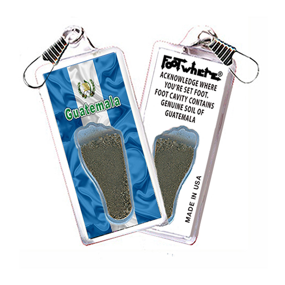 Guatemala FootWhere Souvenir Fridge Zipper-Pulls. 6 Piece Set. Made in USA