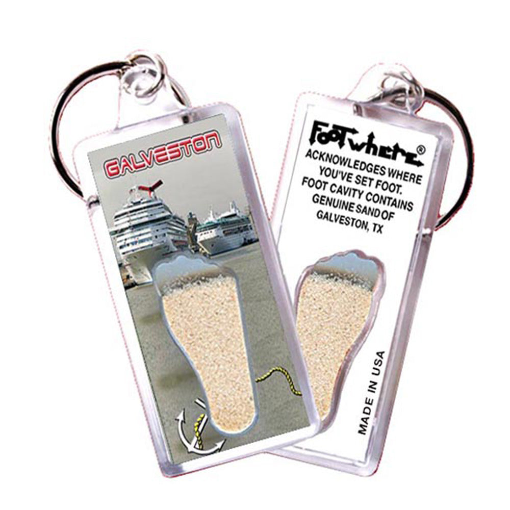 Galveston FootWhere® Souvenir Keychains. 72 pieces/ 6 assorted styles.