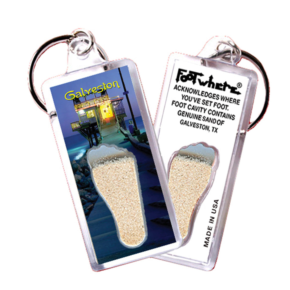 Galveston FootWhere® Souvenir Keychains. 72 pieces/ 6 assorted styles.