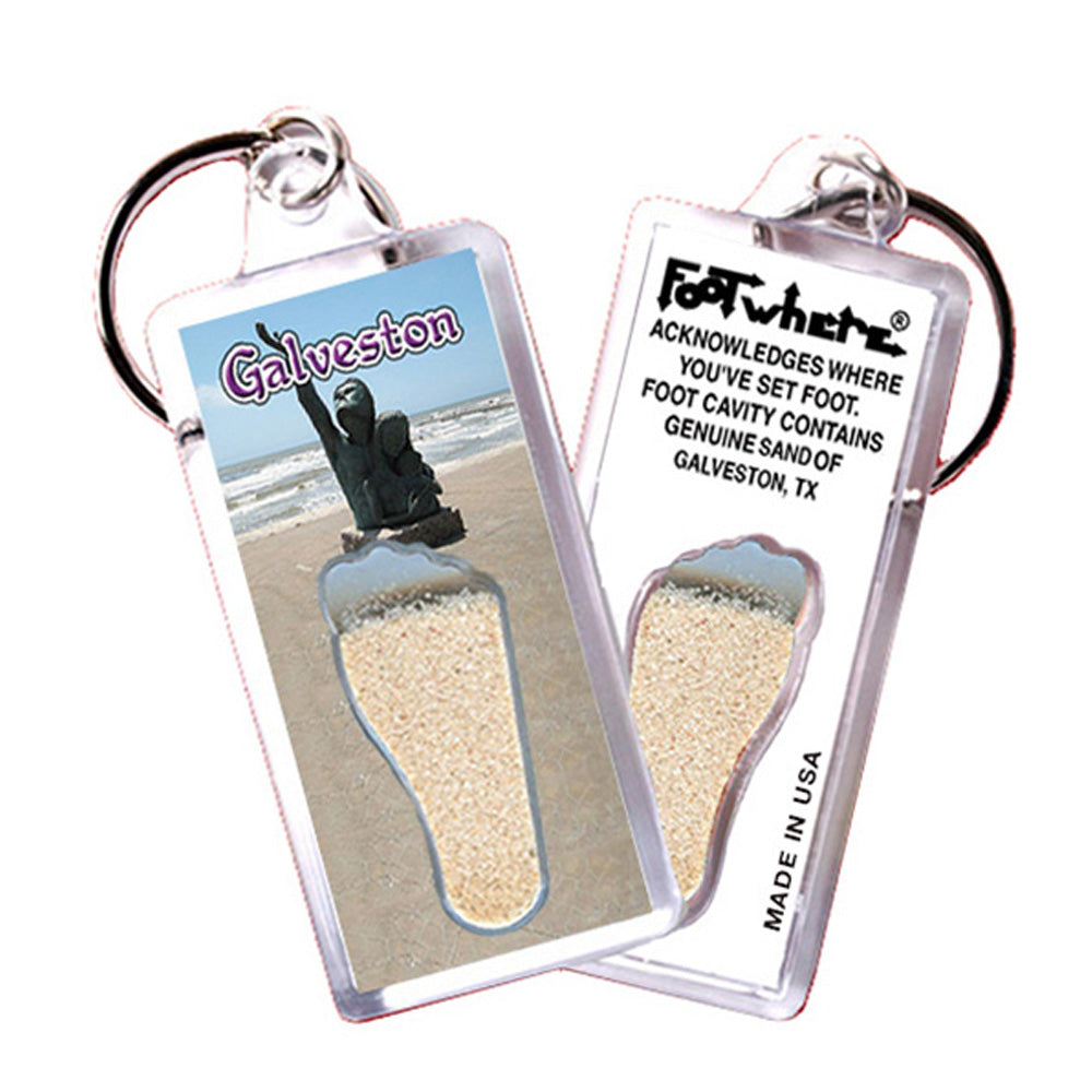 Galveston FootWhere® Souvenir Keychains. 72 pieces/ 6 assorted styles.