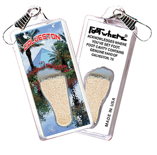 Galveston FootWhere® Souvenir Zipper-Pulls. 72 pieces/ 6 assorted styles.