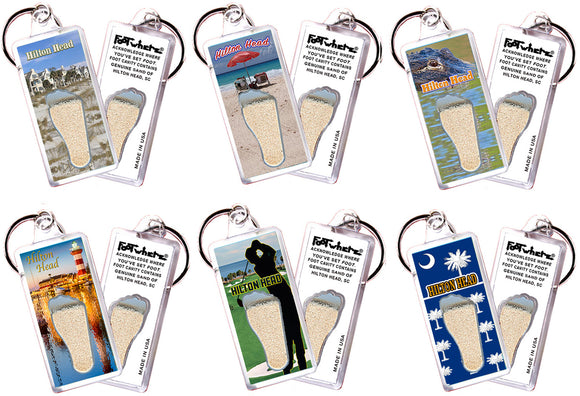 Hilton Head FootWhere® Souvenir Keychain. 72 pieces/6 assorted styles.
