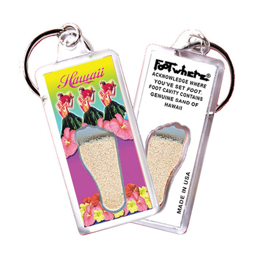 Hawaii FootWhere® Souvenir Keychains. 72 pieces/6 assorted styles.