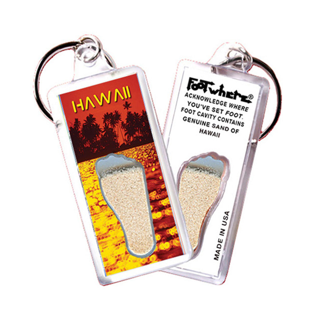 Hawaii FootWhere® Souvenir Keychains. 72 pieces/6 assorted styles.