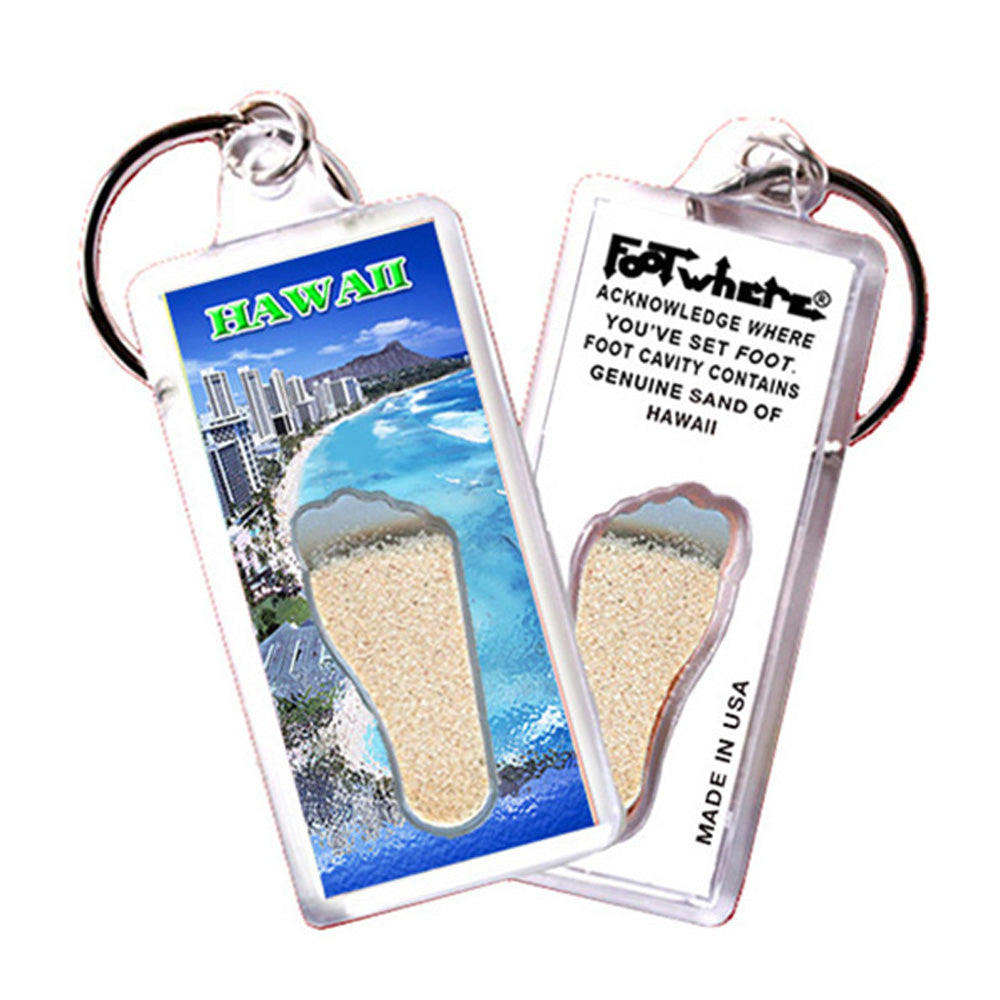 Hawaii FootWhere® Souvenir Keychains. 72 pieces/6 assorted styles.