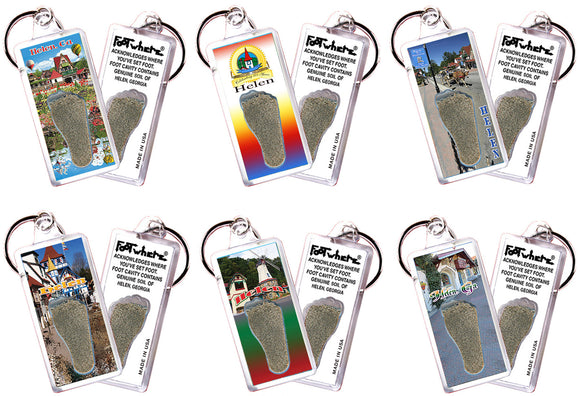Helen, GA FootWhere® Souvenir Keychain. 72 pieces/6 assorted styles.