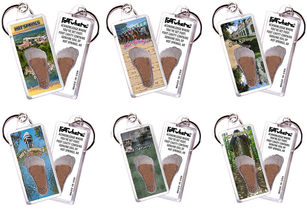 Hot Springs FootWhere® Souvenir Keychain. 72 pieces/6 assorted styles.