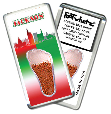 Jackson FootWhere® Souvenir Magnet. 6 Piece Set. Made in USA