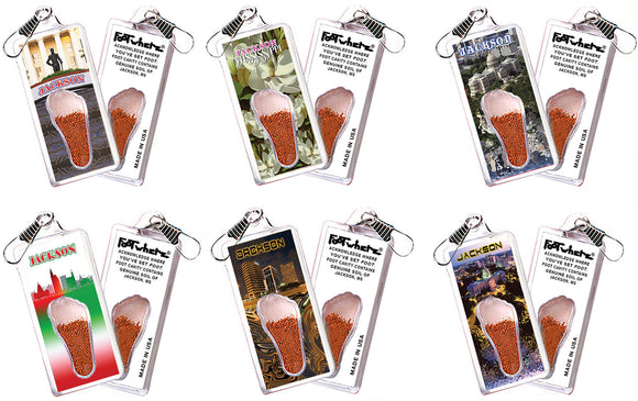 Jackson FootWhere® Souvenir Zipper-Pulls. 6 Piece Set. Made in USA