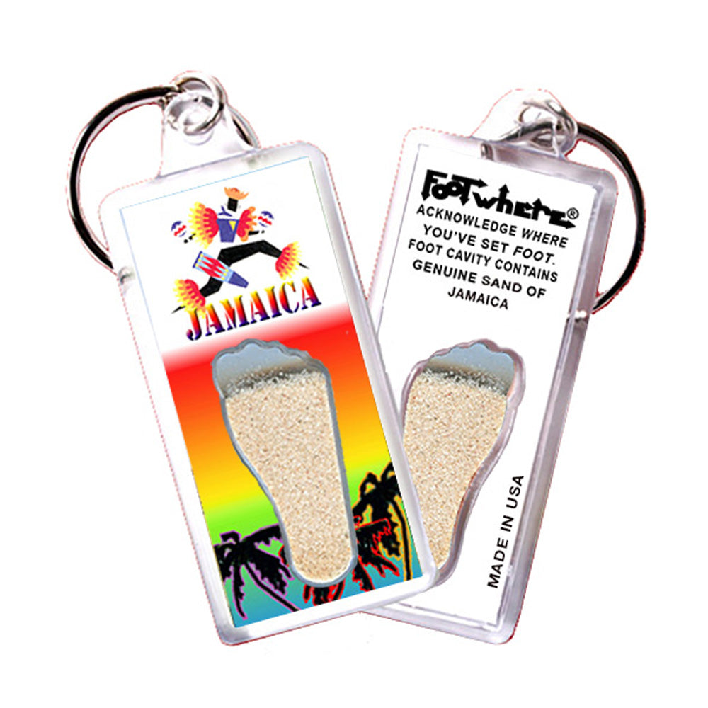 Jamaica FootWhere Souvenir Keychain. 72 pieces/6 assorted styles.