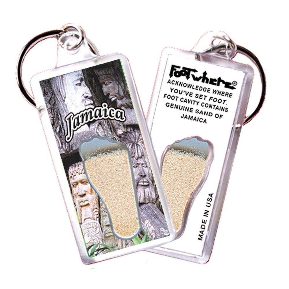 Jamaica FootWhere Souvenir Keychain. 72 pieces/6 assorted styles.
