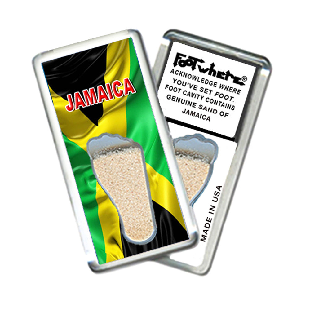 Jamaica FootWhere Souvenir Magnet. 72 pieces/6 assorted styles.