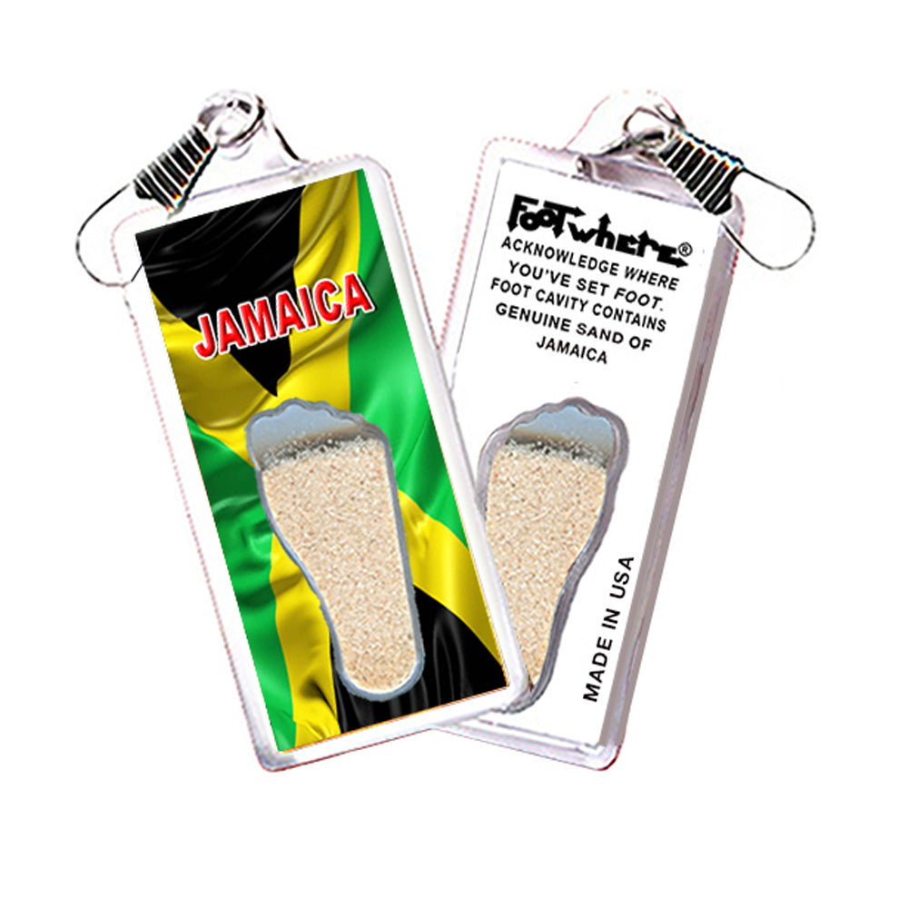 Jamaica FootWhere® Souvenir Zipper-Pull. 72 pieces/6 assorted styles.