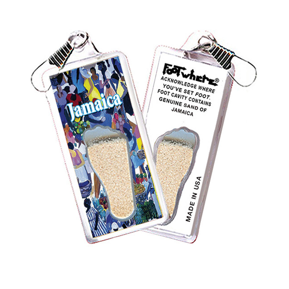 Jamaica FootWhere® Souvenir Zipper-Pull. 72 pieces/6 assorted styles.