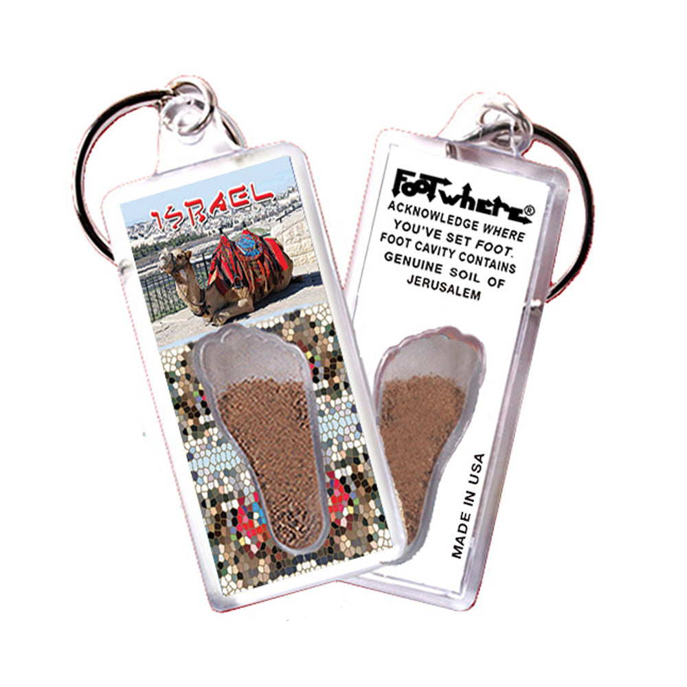 Jerusalem FootWhere® Souvenir Keychains. 6 Piece Set - Assorted styles.