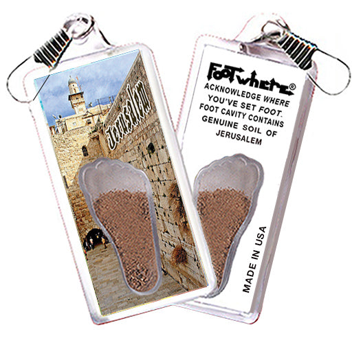 Jerusalem FootWhere Souvenir Zipper-Pulls. 6 Piece Set - Assorted styles