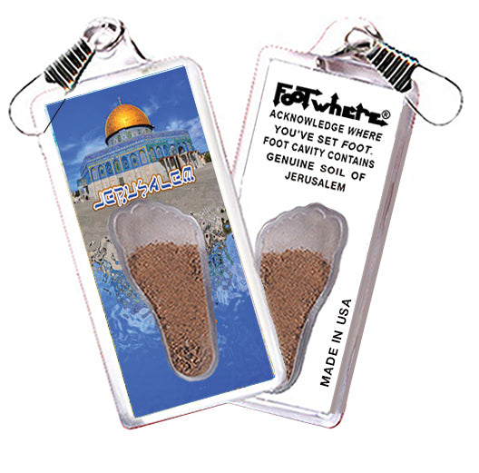 Jerusalem FootWhere Souvenir Zipper-Pulls. 6 Piece Set - Assorted styles