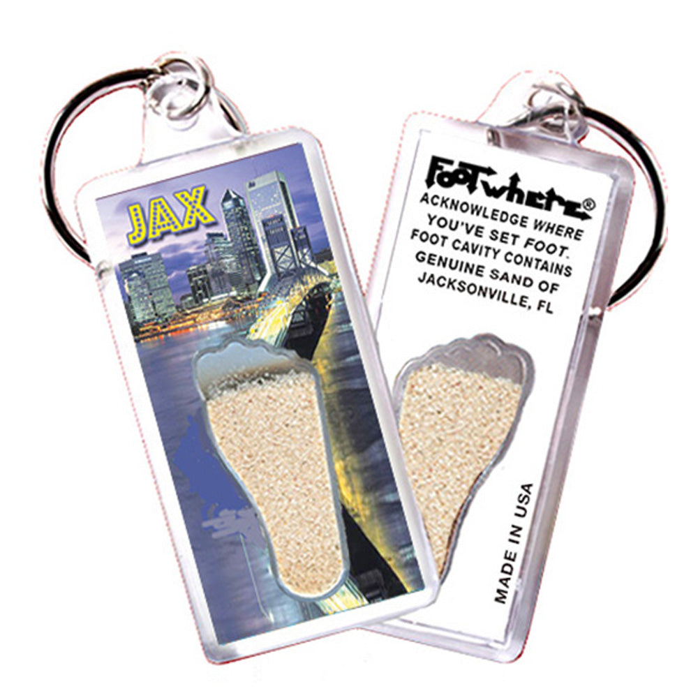 Jacksonville FootWhere® Souvenir Keychains. 6 Piece Set. Made in USA