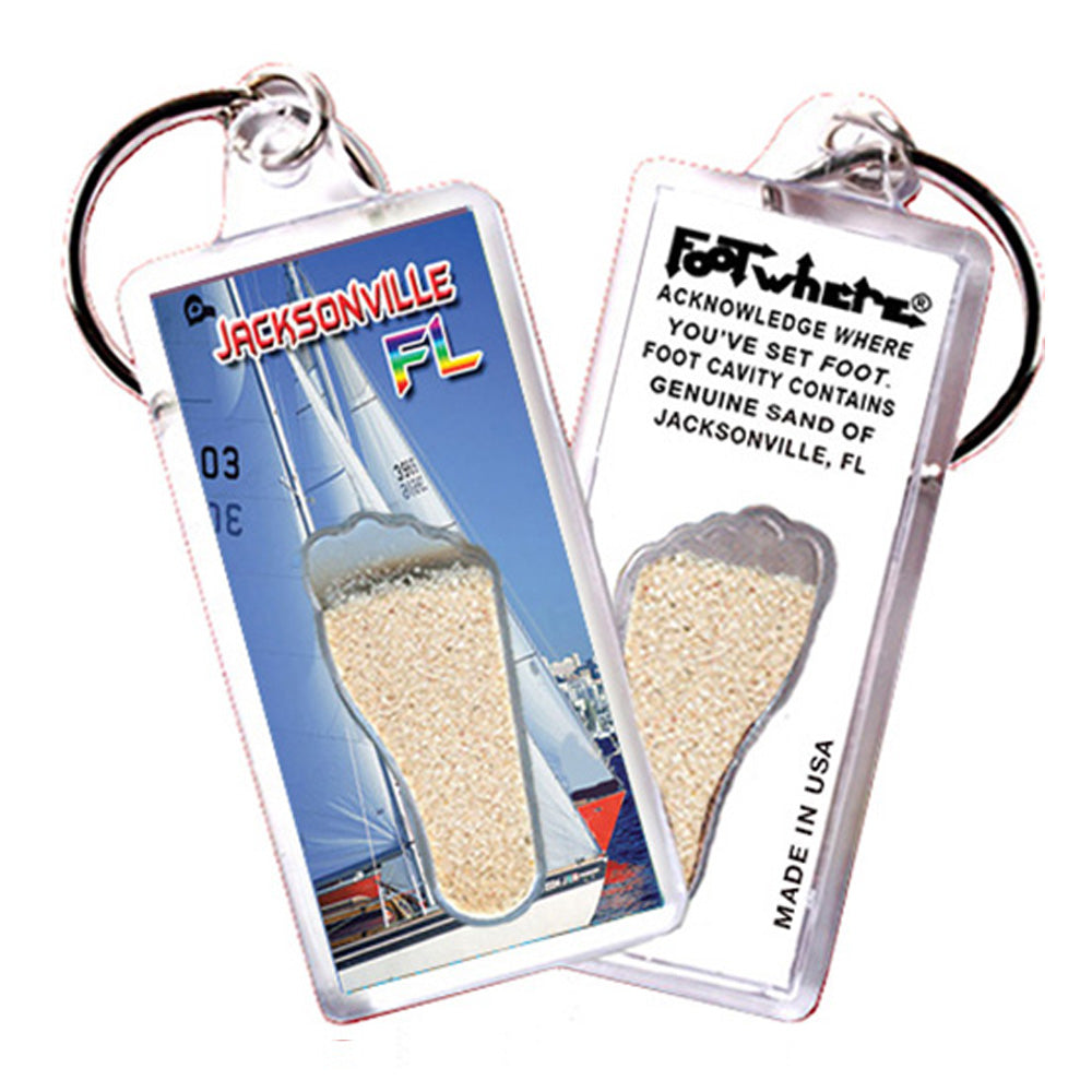 Jacksonville FootWhere® Souvenir Keychains. 6 Piece Set. Made in USA