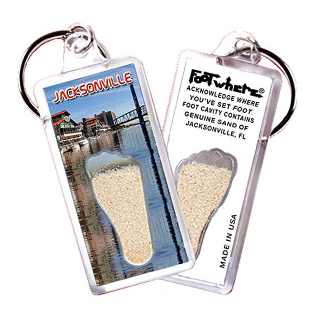 Jacksonville FootWhere® Souvenir Keychains. 6 Piece Set. Made in USA