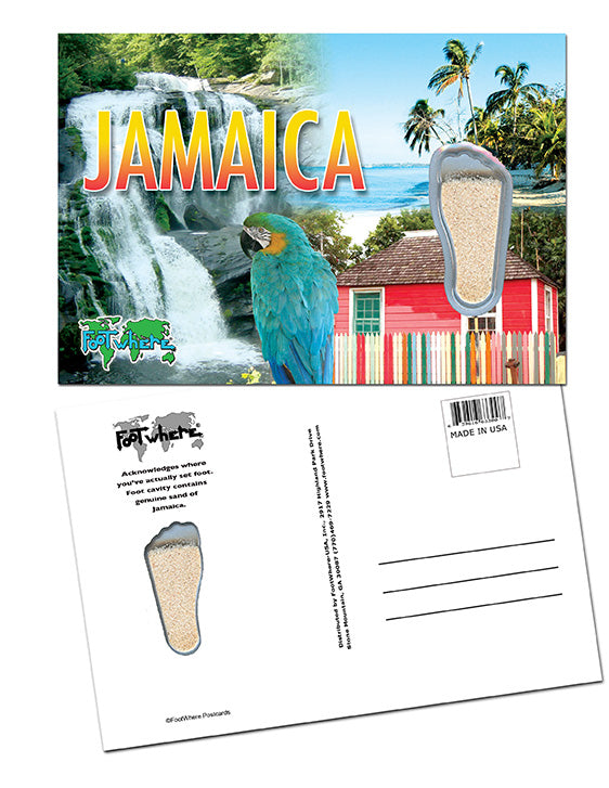 Jamaica FootWhere® Souvenir Postcard. 144 Pieces/1 Gross. Made in USA