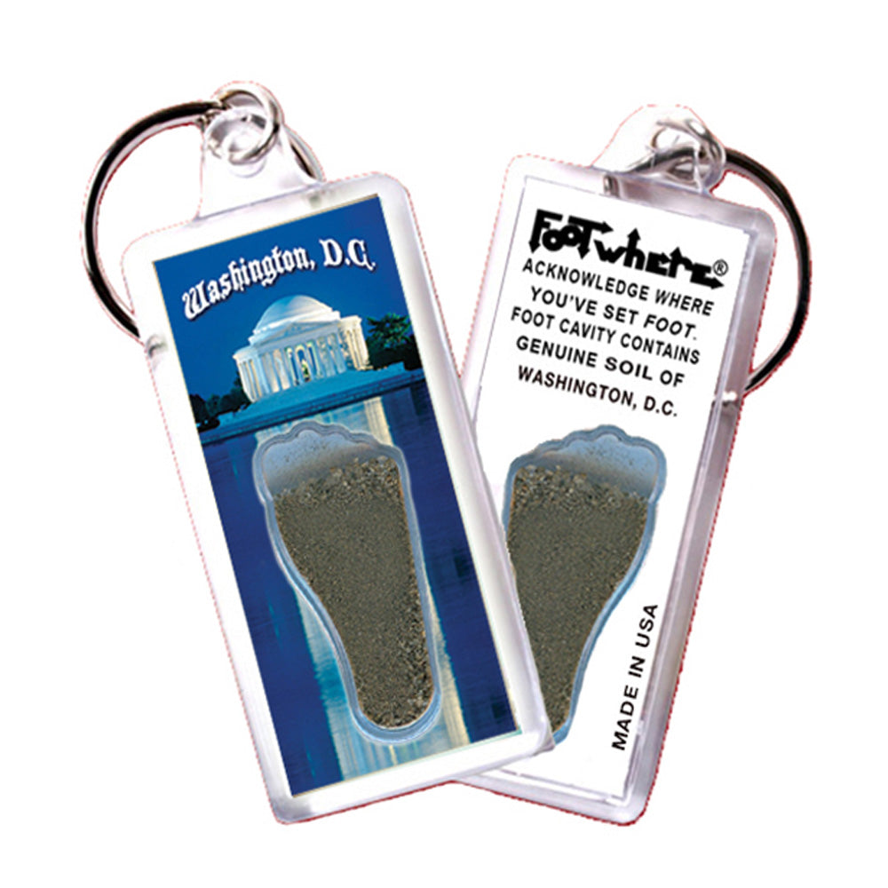 District of Columbia FootWhere® Souvenir Keychains. 72 Pieces/6 Assorted Styles. Made in USA